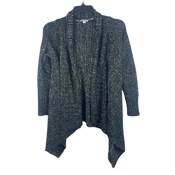 Merona Women’s M Black White Marled Open Front Cardigan Sweater - Picture 1 of 14